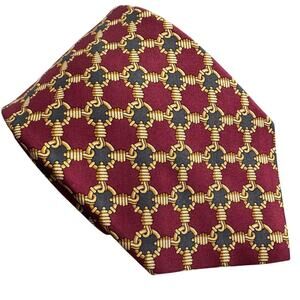 Robert Stock vintage 100% silk handcrafted nautical rope porthole print tie 4” w